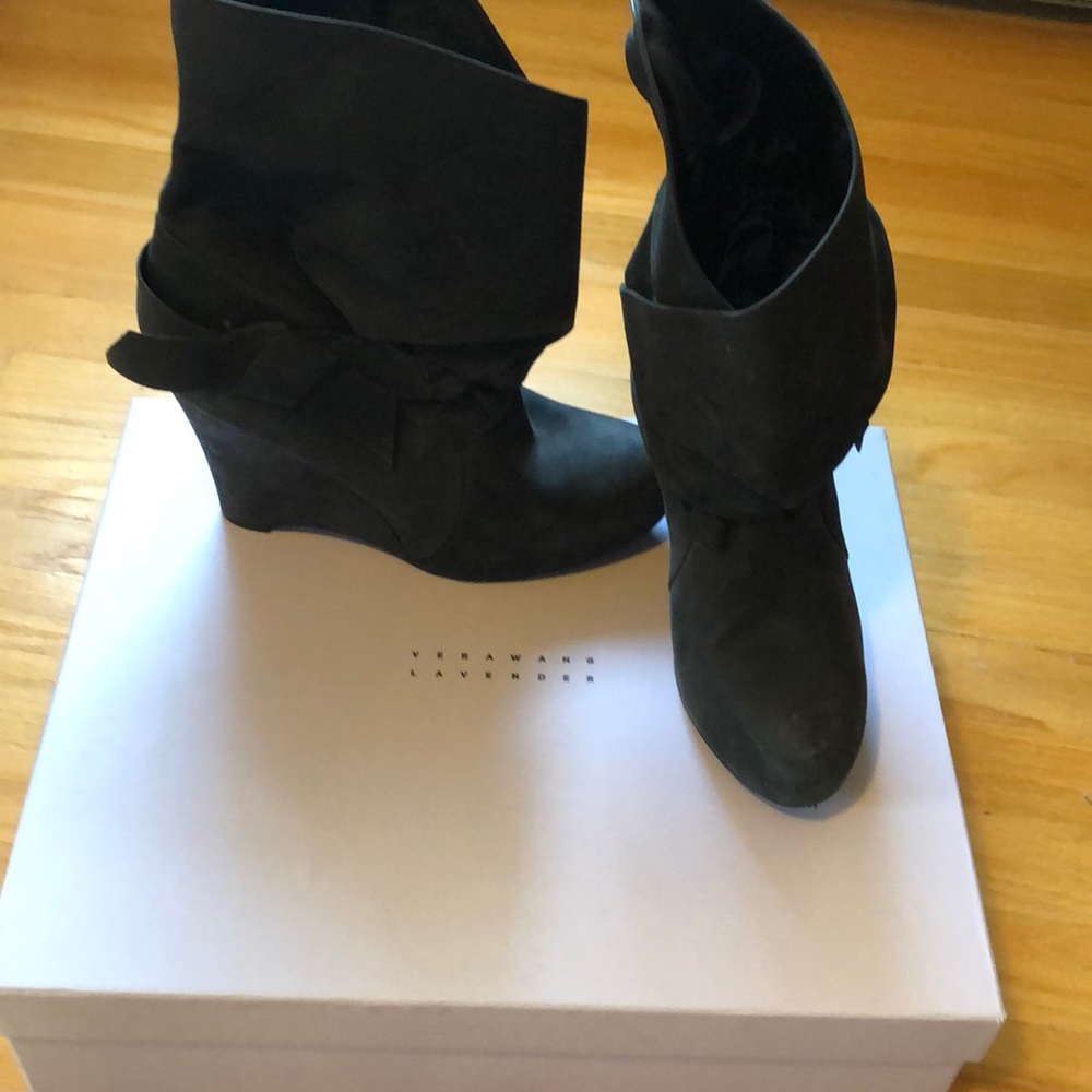 Vera Wang Lavender Fletcher wrapped wedge boot